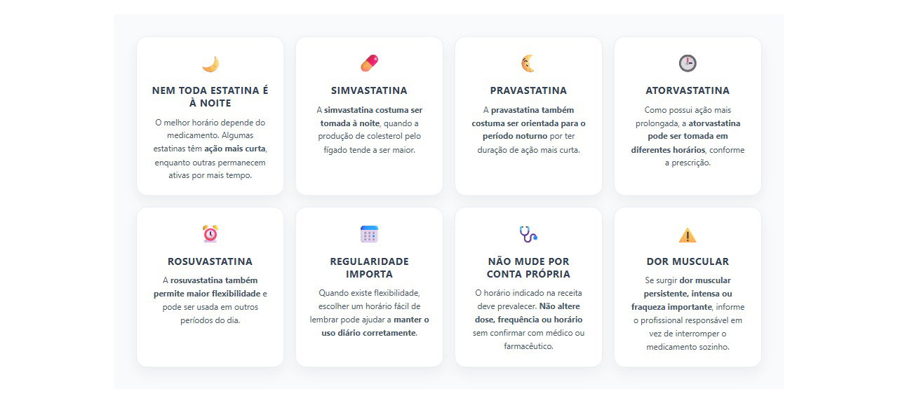 Remédio para colesterol à noite: quais estatinas dependem do horário