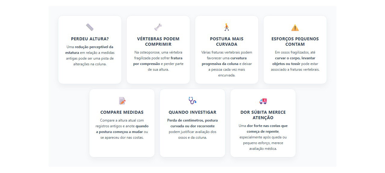 Perda de altura e postura curvada: quando investigar a saúde dos ossos