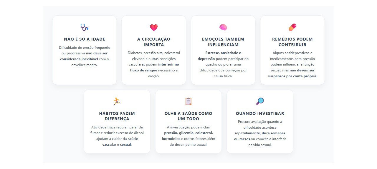 Dificuldade de ereção: sinais de que vale investigar a causa