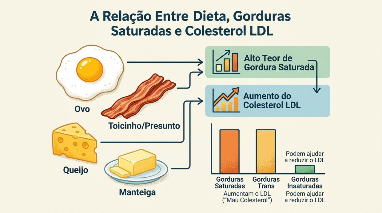 Gorduras saturadas e o padrão alimentar também influenciam os níveis de colesterol LDL.