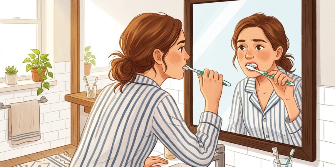 Sangramento durante a escovação pode estar relacionado à inflamação da gengiva.