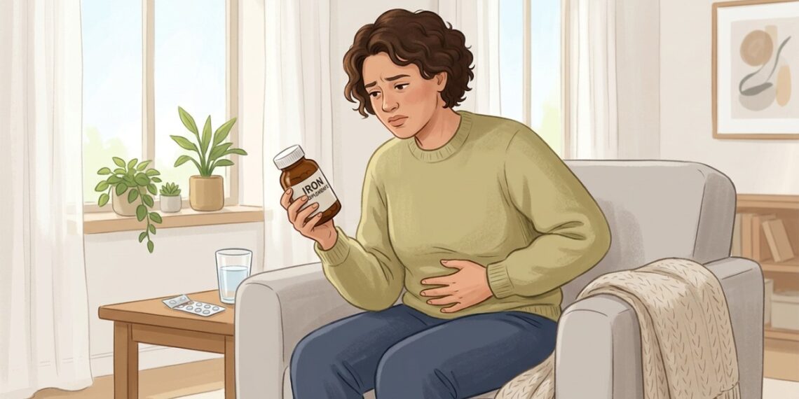 Suplementos de ferro podem causar prisão de ventre em algumas pessoas.