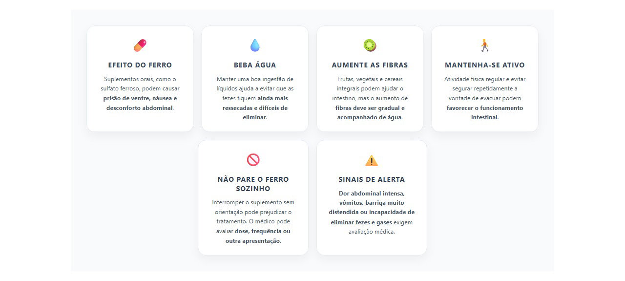 Prisão de ventre com ferro: 6 cuidados para aliviar sem parar o tratamento
