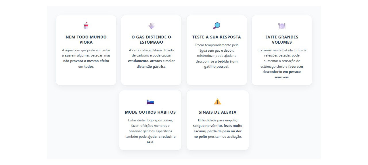 Água com gás e azia: 6 pontos para entender se ela piora o refluxo