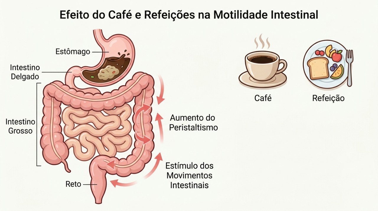 O reflexo gastrocólico estimula os movimentos do intestino depois que o alimento chega ao estômago.