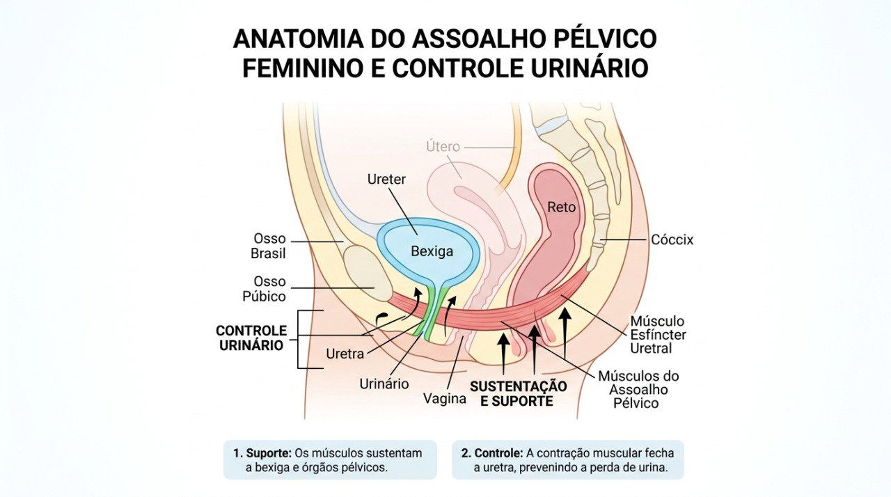 O fortalecimento do assoalho pélvico pode ajudar no controle dos escapes de urina.