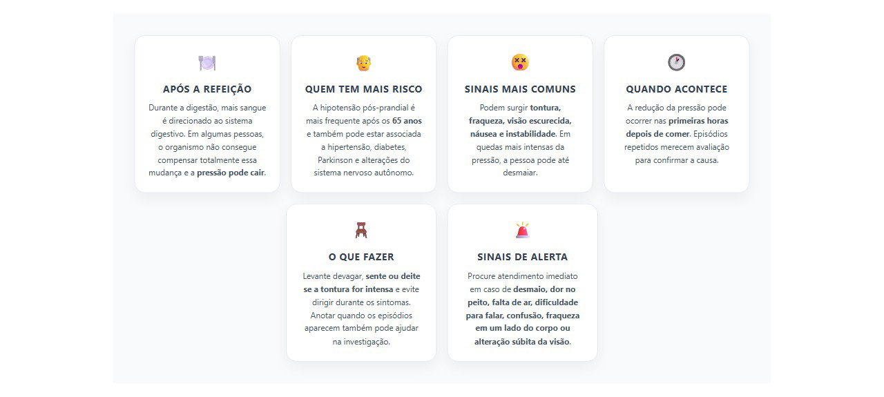 Tontura depois do almoço: 6 pontos para entender a queda da pressão