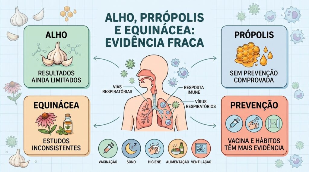 Evidência fraca para suplementos contrasta com medidas comprovadas contra infecções respiratórias.