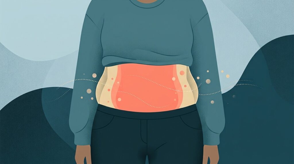 A gordura acumulada mais profundamente na região abdominal está associada a alterações metabólicas e pior sensibilidade à insulina.