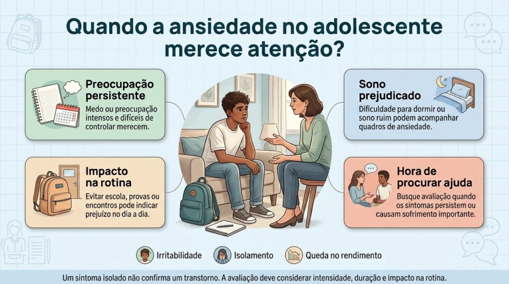 Intensidade, persistência e impacto na rotina ajudam a diferenciar a ansiedade passageira de um quadro que precisa de avaliação.