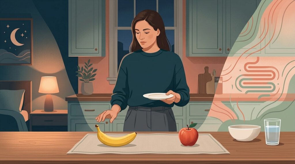 A banana oferece nutrientes ligados ao sistema nervoso, enquanto a maçã se destaca pelo conteúdo de fibras, especialmente pectina.