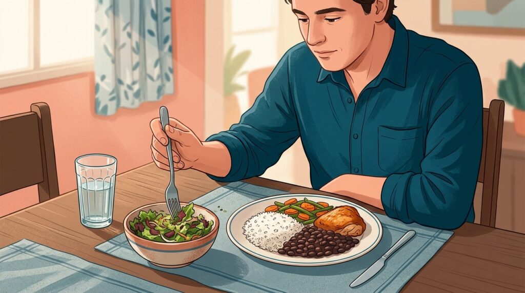 Mudar a ordem dos alimentos é uma estratégia simples que pode complementar uma refeição equilibrada.