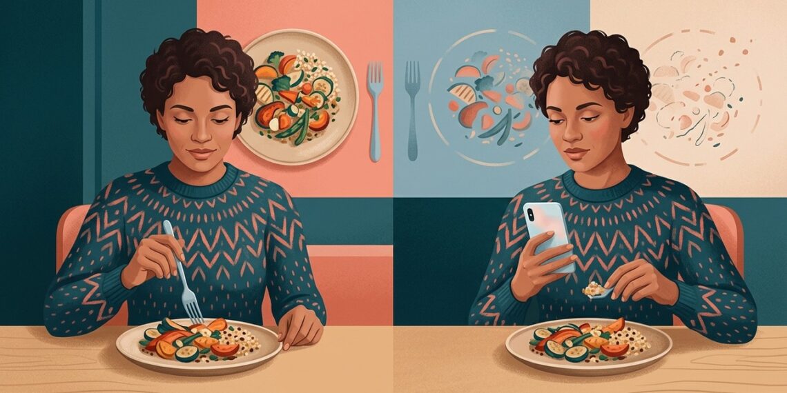 Comer olhando o celular pode influenciar quanto você come na refeição seguinte