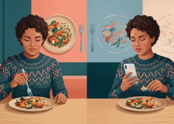 Comer olhando o celular pode influenciar quanto você come na refeição seguinte