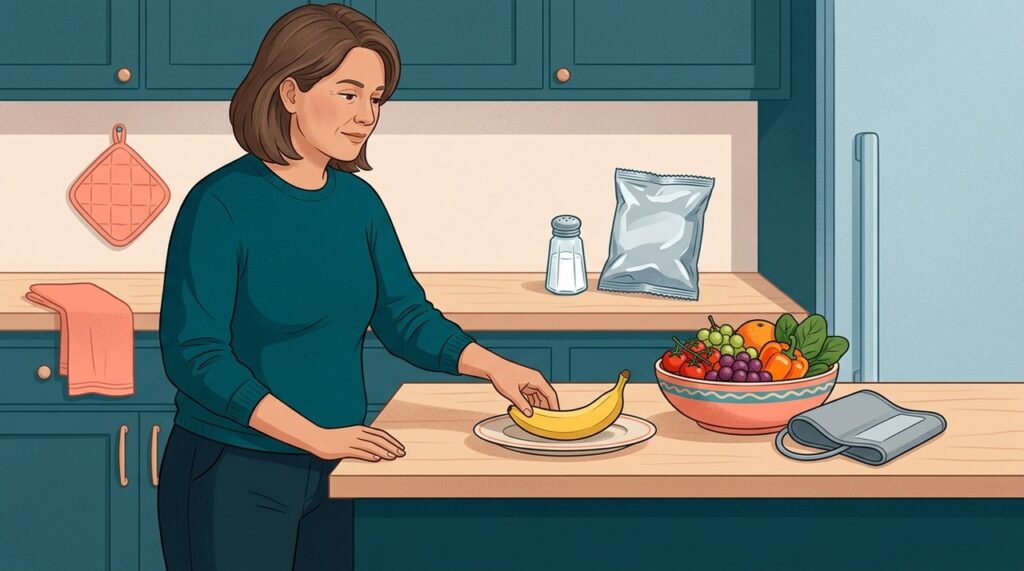 Comer banana pode ser uma estratégia alimentar útil, mas reduzir o excesso de sódio e manter o tratamento também é importante.