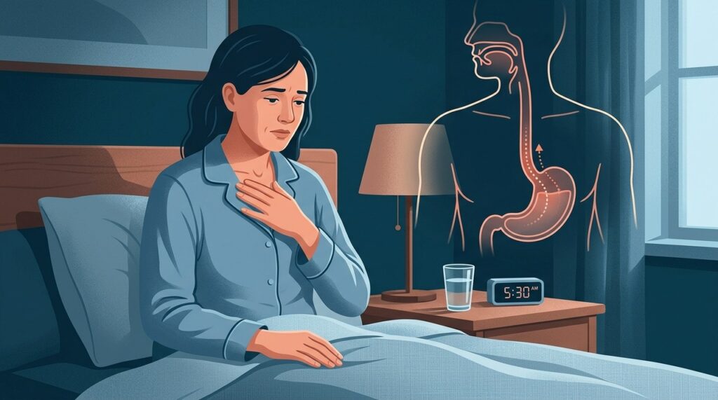 Deitar pouco tempo depois de comer pode facilitar o refluxo em pessoas predispostas, especialmente durante a noite.