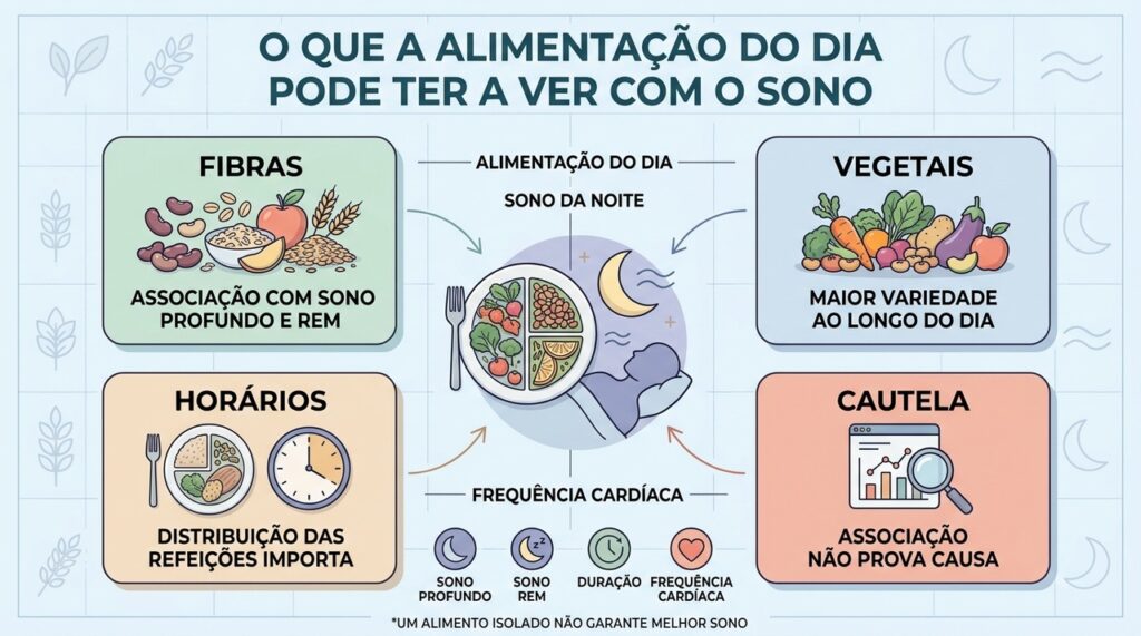 ibras e alimentos vegetais apareceram associados a alguns indicadores noturnos favoráveis.