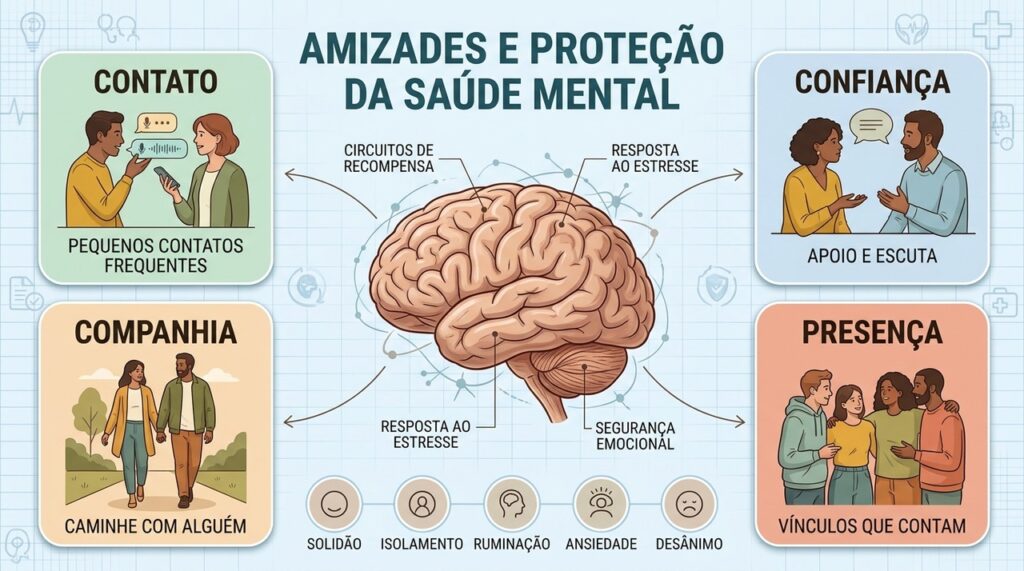 Contato frequente, confiança e companhia ajudam a reduzir isolamento e fortalecer a proteção emocional.