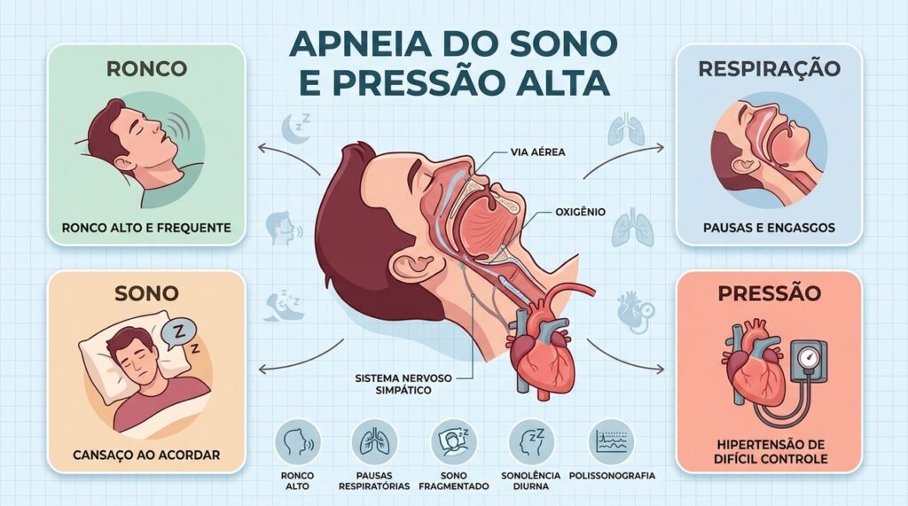 Ronco, pausas respiratórias e sono fragmentado ajudam a reconhecer possíveis sinais de apneia.