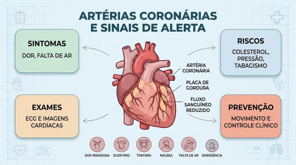 Quatro pilares ajudam a reconhecer riscos, investigar sintomas e prevenir complicações coronarianas.