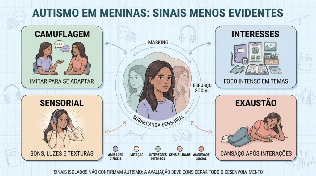 Camuflagem, interesses intensos, sensibilidade e exaustão podem dificultar a identificação do autismo.