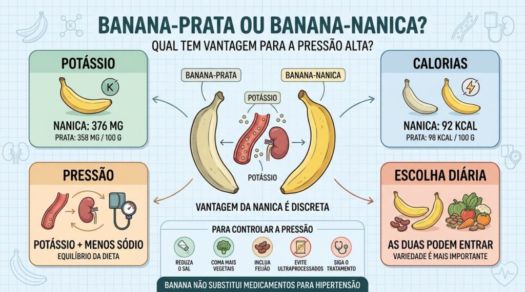 Nanica tem mais potássio, mas reduzir sódio continua mais importante.