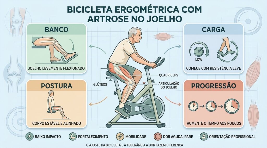 Banco, carga, postura e progressão ajudam a pedalar com mais segurança.