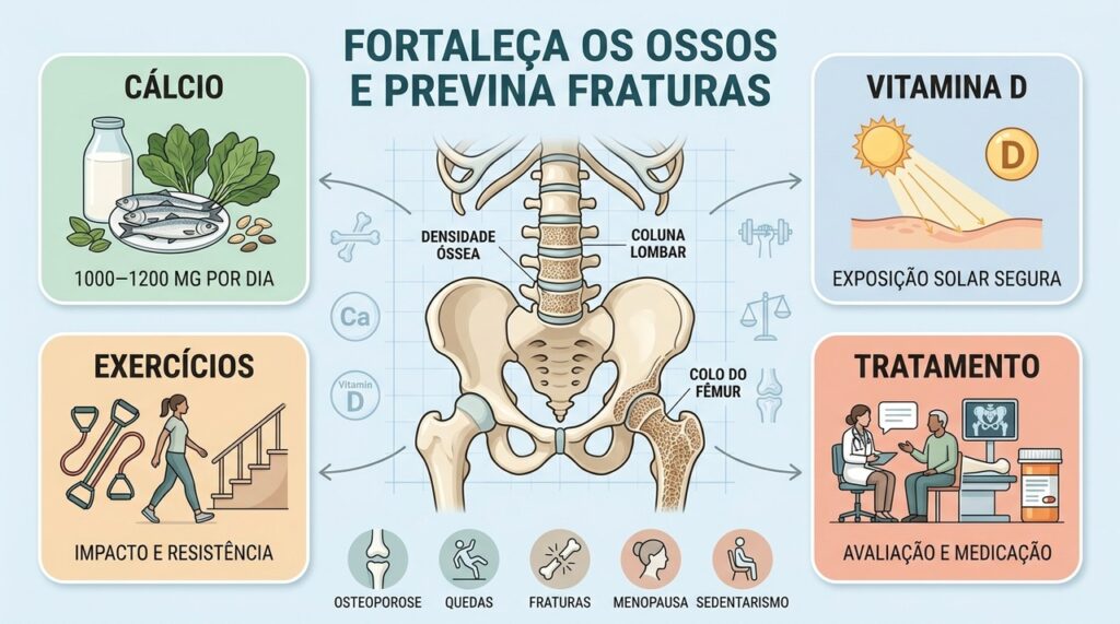 Caminhada, musculação, cálcio e vitamina D formam pilares importantes contra a osteoporose.