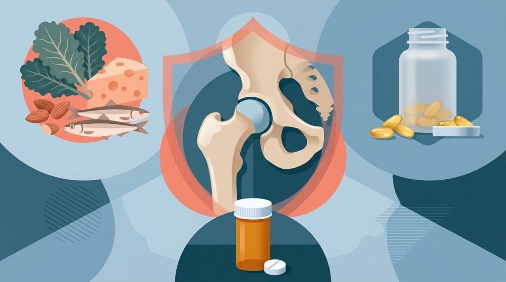 Suplementos podem fazer parte do cuidado com os ossos, mas não substituem automaticamente os medicamentos para osteoporose.