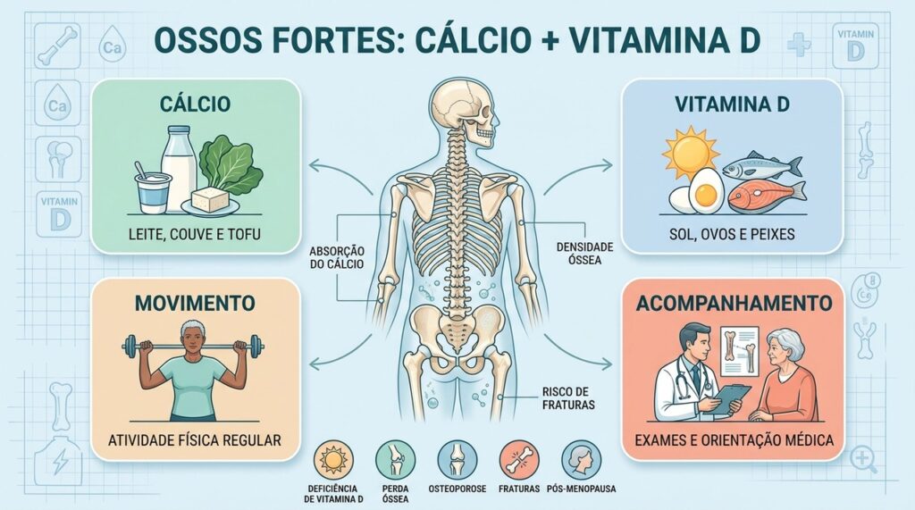 Quatro pilares ajudam a preservar os ossos e reduzir o risco de fraturas.