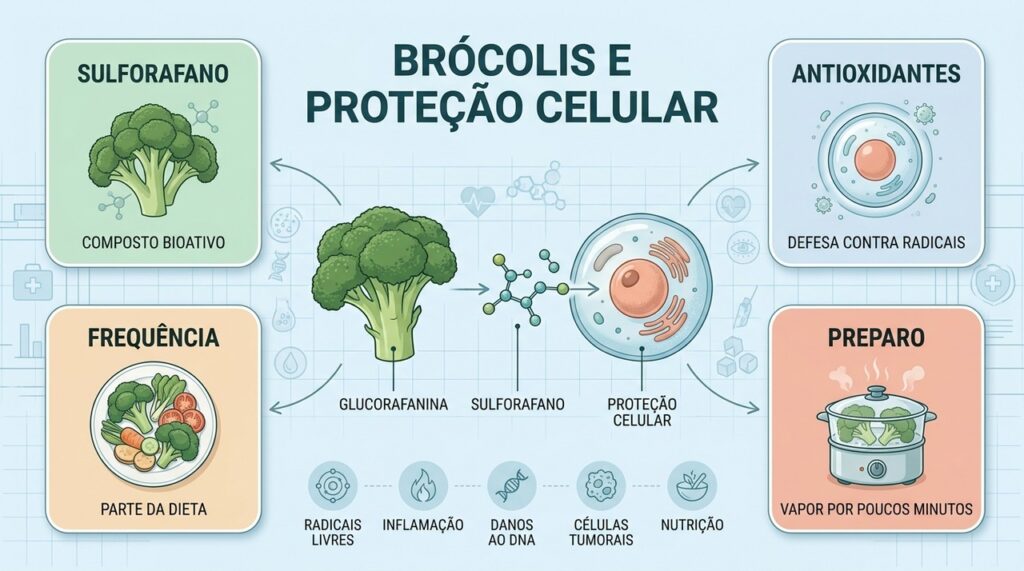 Sulforafano, antioxidantes, frequência e preparo adequado ajudam a aproveitar melhor o brócolis.