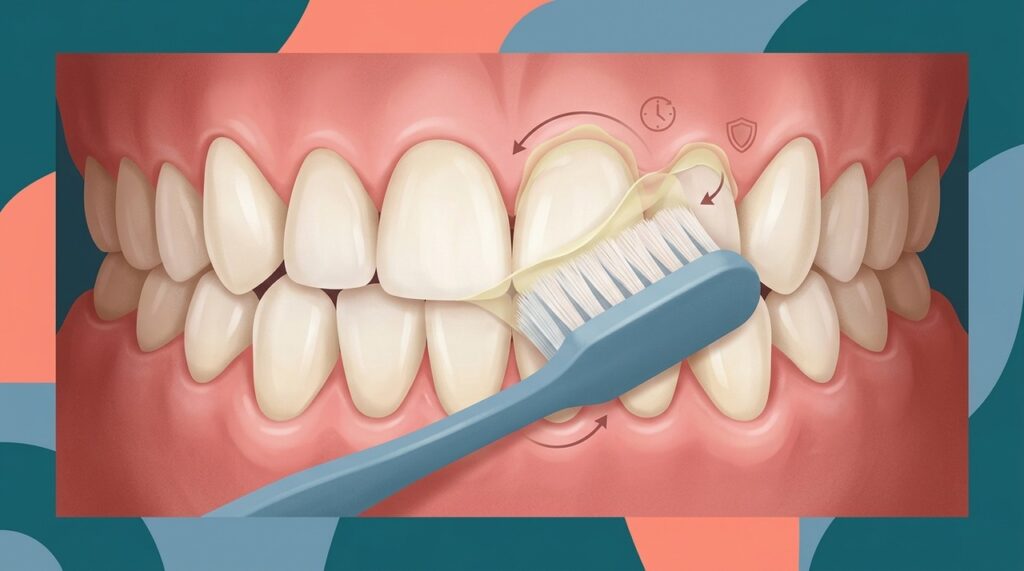 A limpeza entre os dentes alcança áreas onde a escova não remove toda a placa.