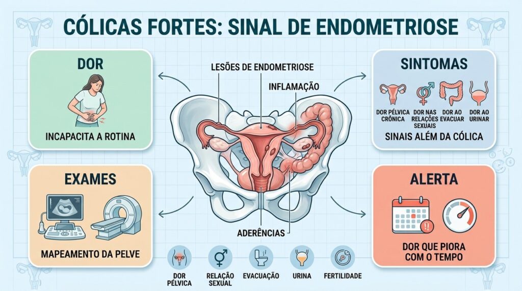 Dor, sintomas associados e exames de imagem orientam a investigação da endometriose.