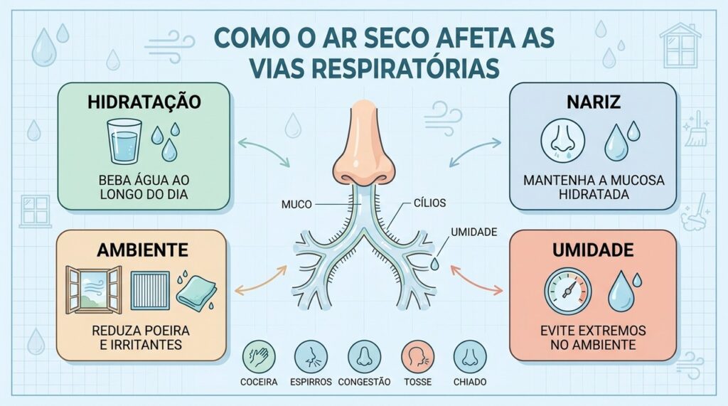 Hidratação, cuidado nasal e ambiente adequado ajudam a proteger as vias respiratórias.