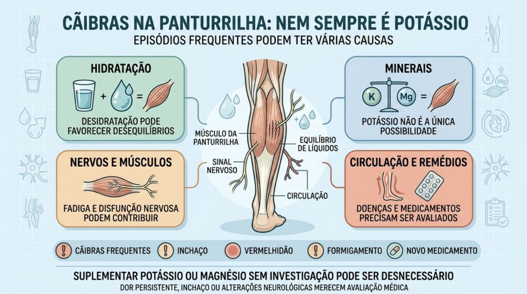Hidratação, minerais, fadiga, nervos e circulação entram na investigação das cãibras.