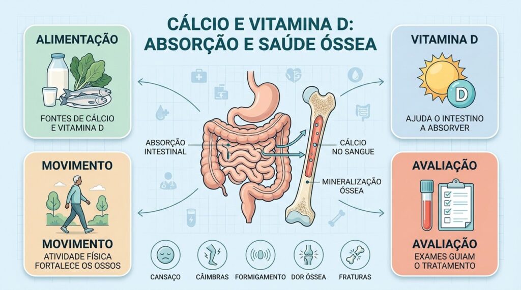 Alimentação, vitamina D, movimento e exames ajudam a preservar a saúde óssea.