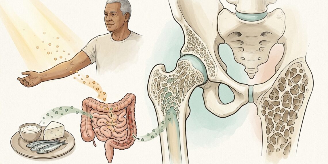 A osteoporose em adultos e idosos não decorre apenas da falta de cálcio, mas também da deficiência de vitamina D, que permite a absorção do cálcio pelos ossos