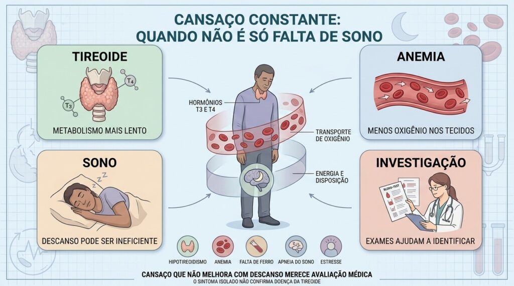Tireoide, anemia, sono e exames ajudam a investigar o cansaço persistente.