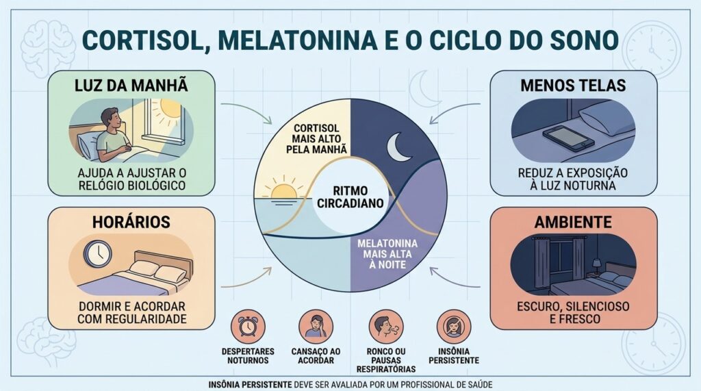 Insônia pode refletir desajustes do ritmo circadiano além do estresse cotidiano.