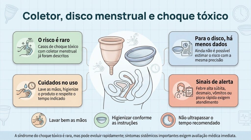 O risco de choque tóxico é raro, e o uso correto, a higiene e o reconhecimento dos sinais de alerta são cuidados importantes.