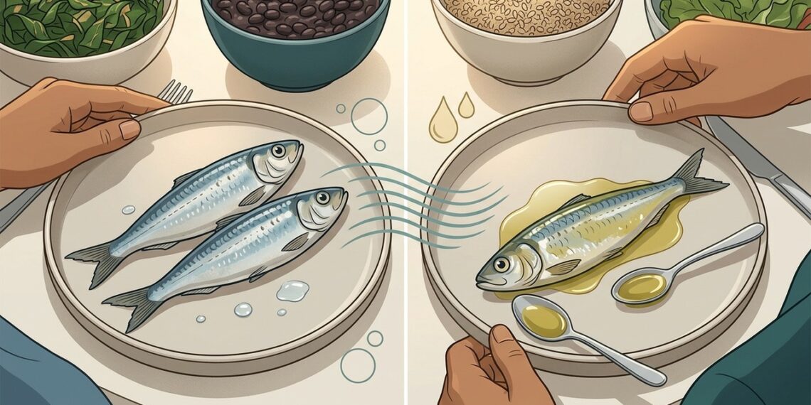 Sardinha em óleo ou em água? O que muda na hora de escolher