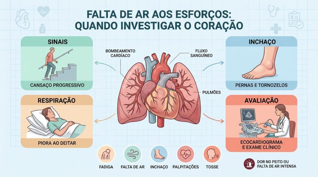 Falta de ar, inchaço, fadiga e palpitações ajudam a identificar sinais que merecem investigação cardíaca.