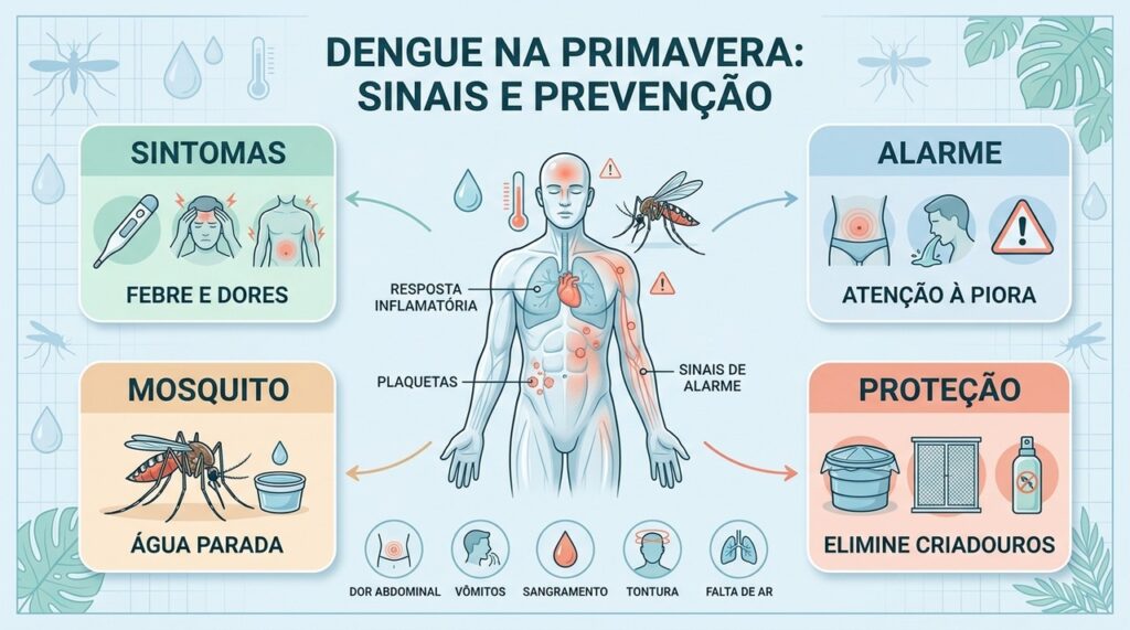 Febre, sinais de alarme e eliminação de criadouros exigem atenção durante a dengue.