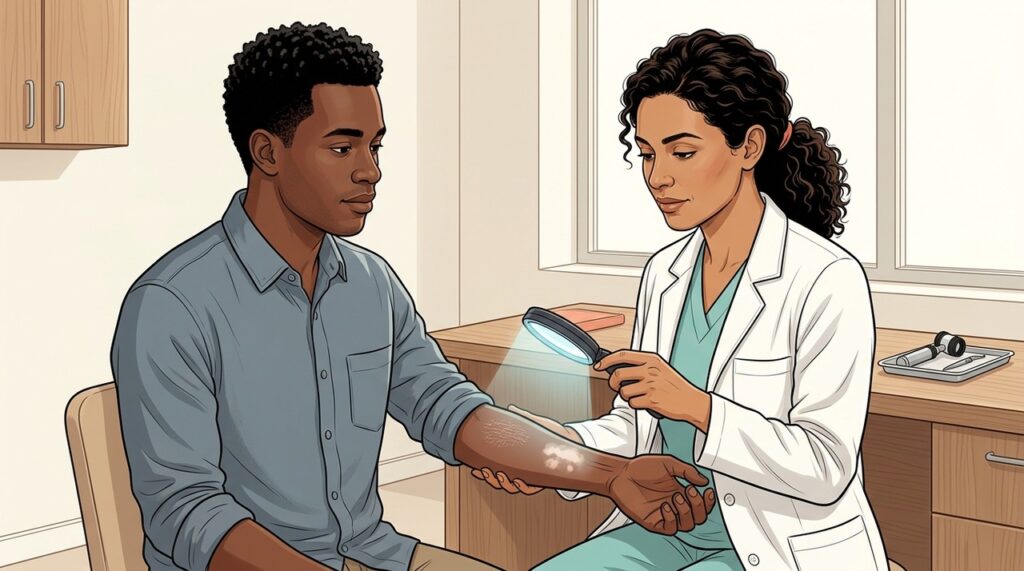 Bordas e textura das manchas ajudam o dermatologista a diferenciar pano branco de vitiligo.