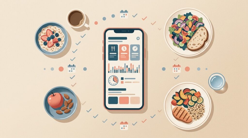 O diário alimentar digital pode tornar horários, porções e padrões de consumo mais fáceis de identificar.