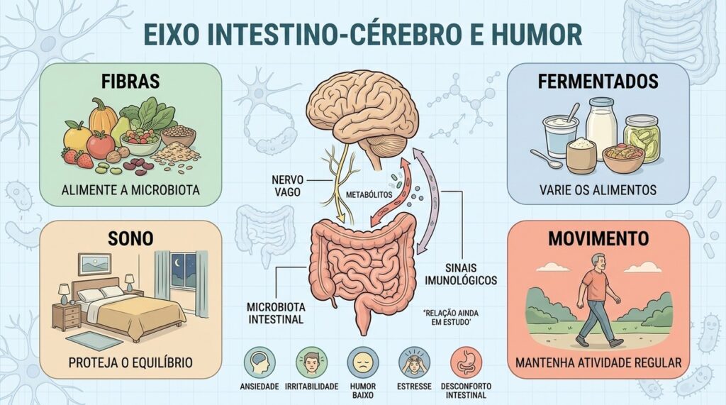Fibras, fermentados, sono e movimento ajudam a sustentar uma microbiota equilibrada.