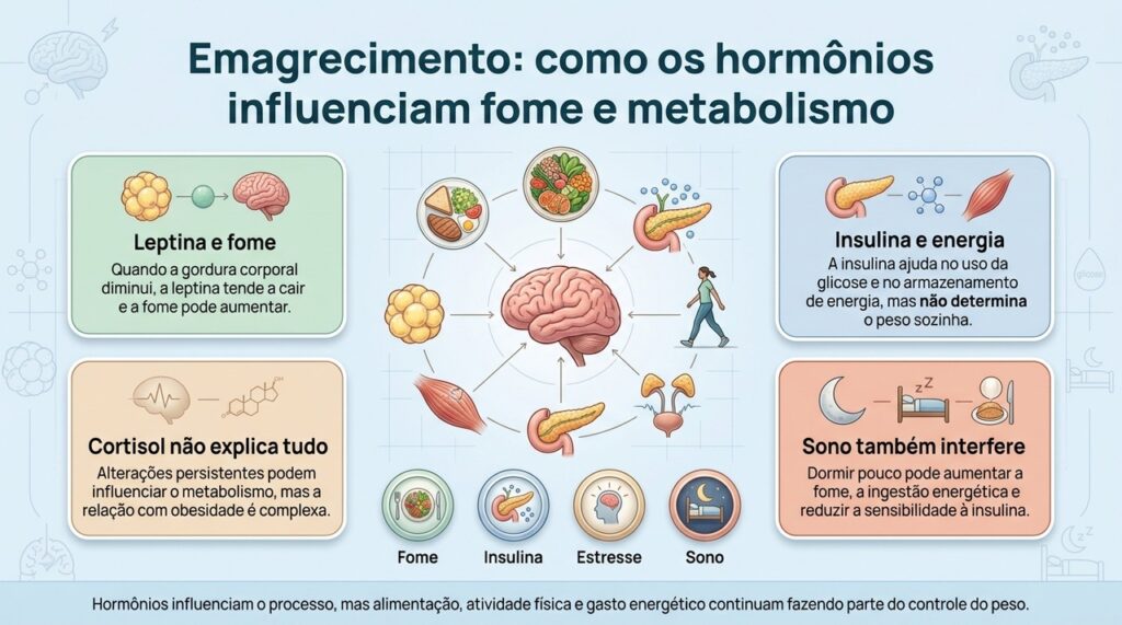 Hormônios modulam fome, saciedade e metabolismo, mas o emagrecimento depende da interação entre vários fatores.
