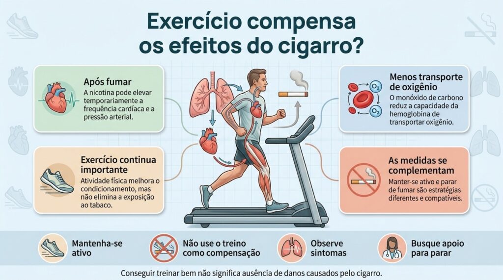 Atividade física e cessação do tabagismo se complementam, mas uma não apaga os efeitos da outra.