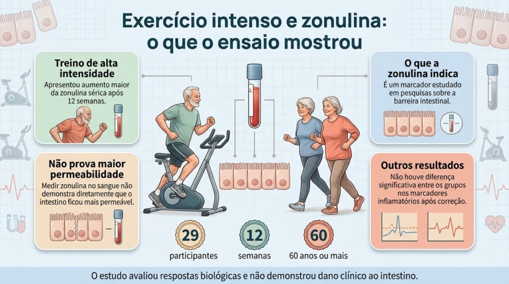 O ensaio encontrou diferença em um marcador laboratorial, mas não mostrou que o treino intenso prejudique a barreira intestinal.