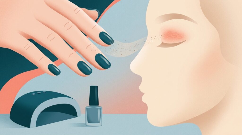 Resíduos de produtos para unhas podem ser levados pelas mãos até áreas sensíveis como as pálpebras.